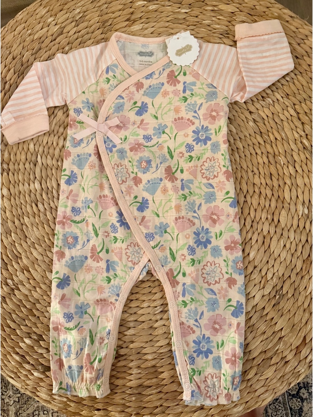 Mud Pie Floral Kimono Romper Sz 3-6 Months NWT
